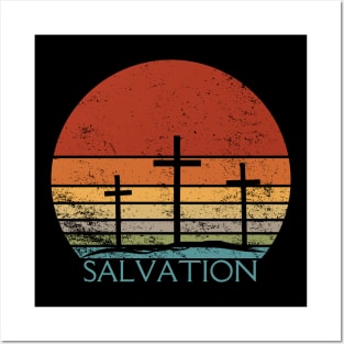 Salvation Christian Cross Sunset Silhouette Design Posters and Art